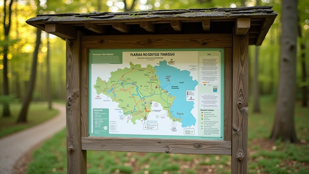 Nacionalinio parko informacinis stendas su žemėlapiu ir aprašymu